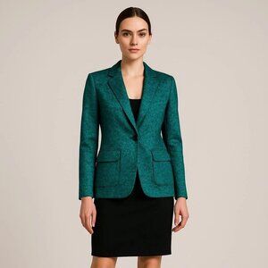 Share Vintage Teal Metallic 90's Y2K XOXO Fitted One Button Blazer M